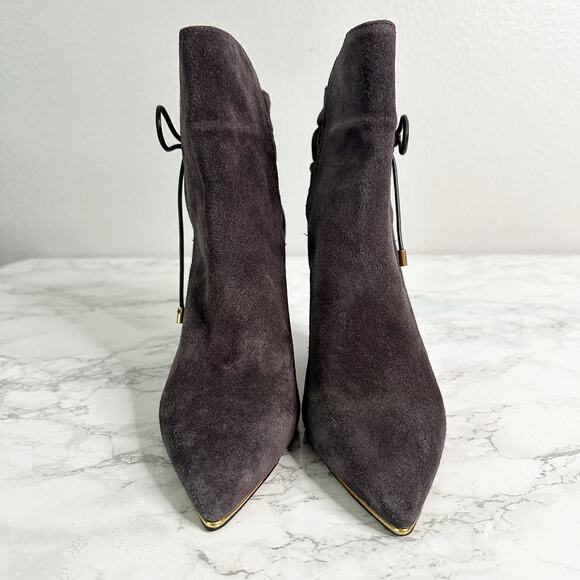 Tory Burch Women's Suede Lila 90s Scrunch High Heel Ankle Booties Size 6 - Picture 3 of 14